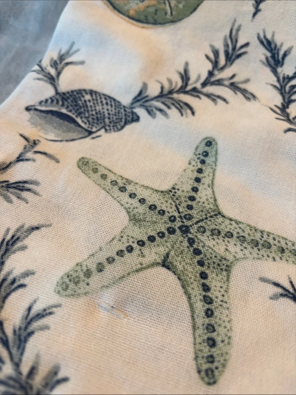 Ocean Breeze Coastal Beach Shells Kitchen Towels Beaded front NWT Cotton